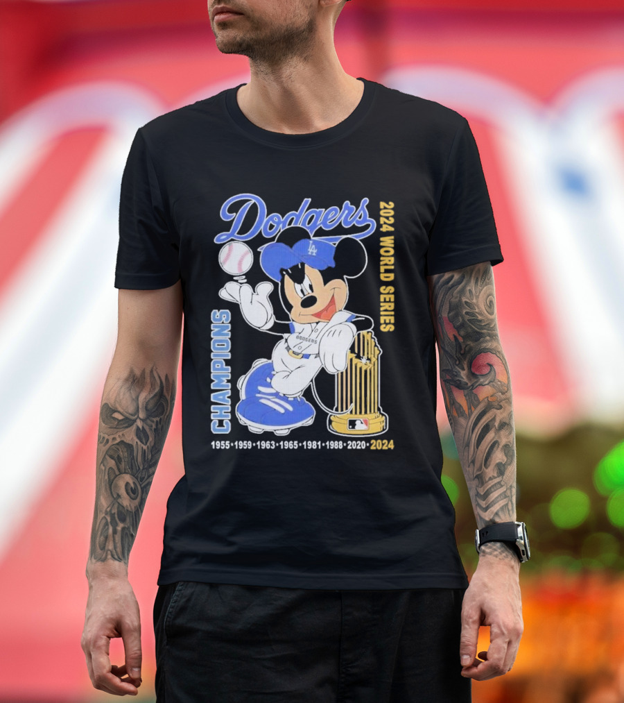 Dodgers x Mickey 2024 World Series Champions Dodgers 1955-1959-1963-1965-1981-1988-2020-2024 T-Shirt