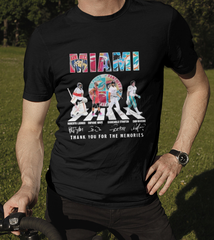 Miami Dolphins Panthers Heat Marlins Marino Luongo Wade Stanton Thank You For The Memories T-Shirt