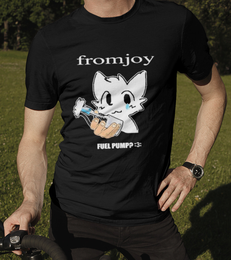 Fromjoy Fuel Pump Cute Cartoon With Tearful Cat Face T-Shirt