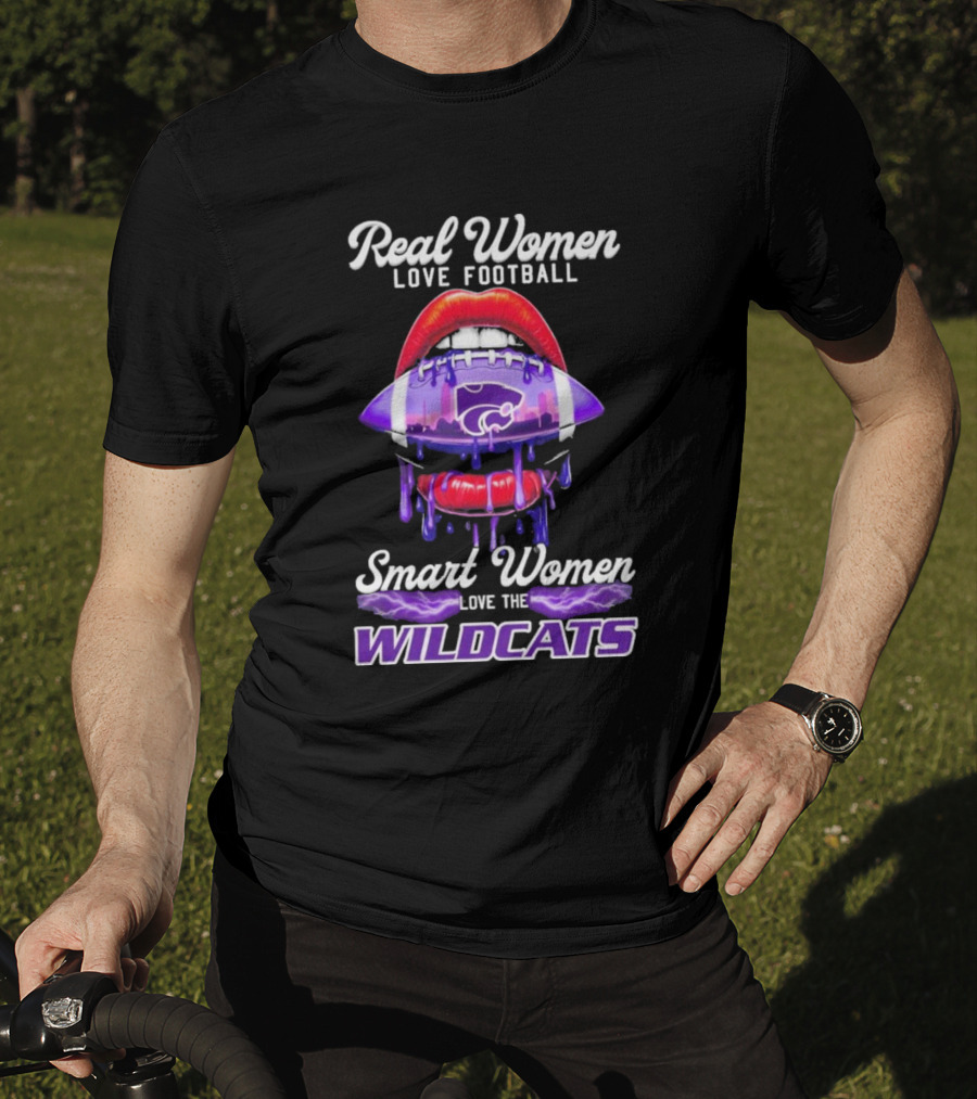Real Women Love Football Smart Women Love The Wildcats Kansas State Lips T-Shirt