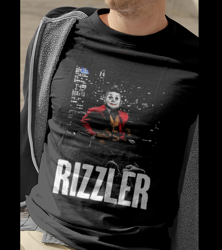 Rizzler Shitheadsteve Joker Style Cityscape Background T-Shirt