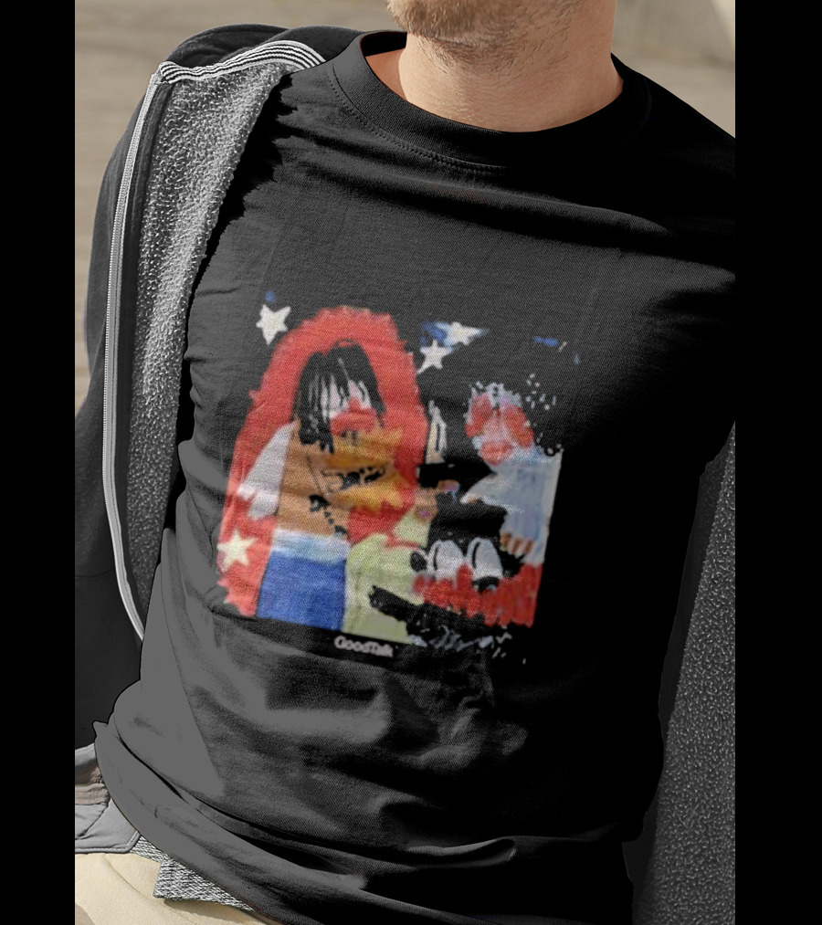 Gigi Goodtalk Skaiwater Artwork With Stars And Cartoon Figures T-Shirt