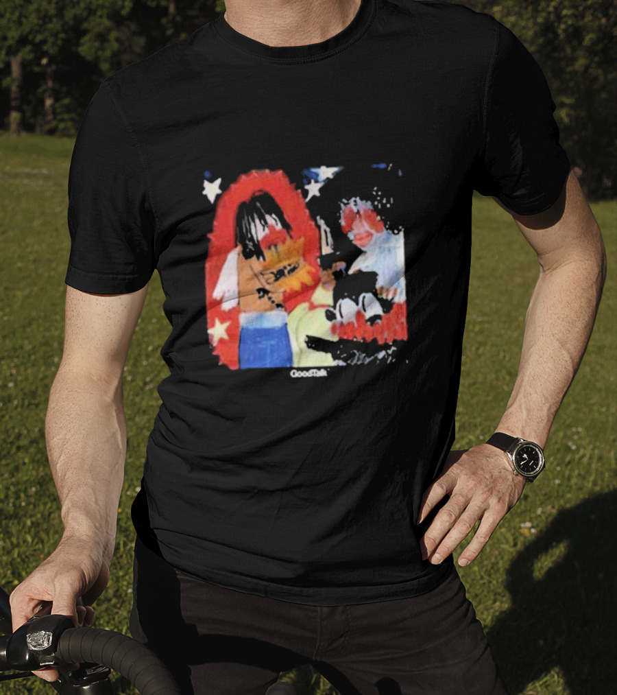 Gigi Goodtalk Skaiwater Artwork With Stars And Cartoon Figures T-Shirt