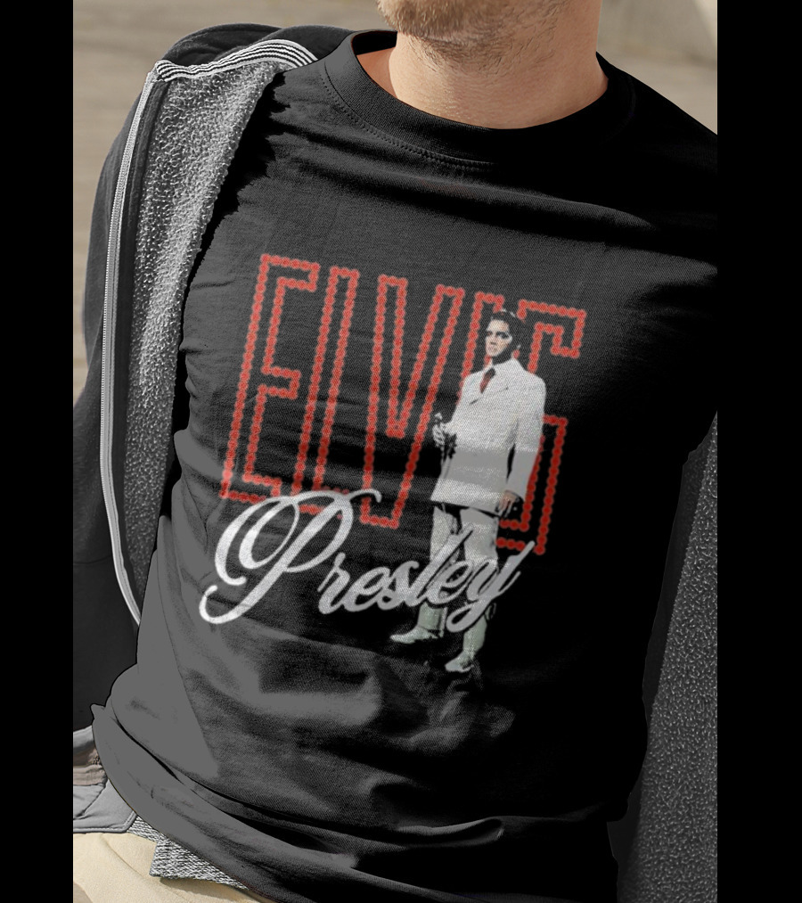 Elvis Presley White Suit Retro Lights T-Shirt