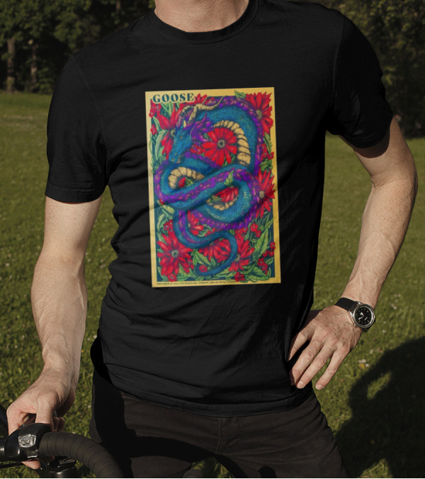 Goose Tour At Andrew J Brady Music Center Cincinnati OH Nov 10 2024 With Purple Dragon And Red Flowers T-Shirt