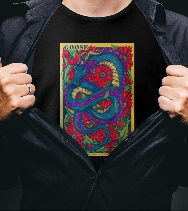Goose Tour At Andrew J Brady Music Center Cincinnati OH Nov 10 2024 With Purple Dragon And Red Flowers T-Shirt