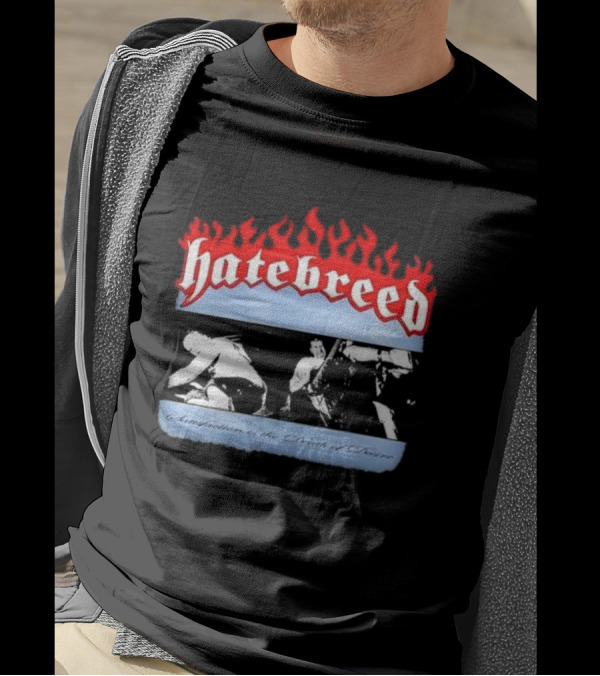 Hatebreed Flames Satisfaction Is The Death Of Desire Black And White Band Scene T-Shirt