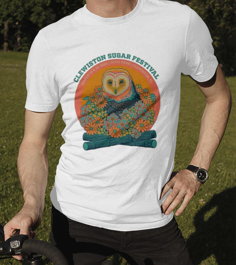 Clewiston Sugar Festival March 14-15 2025 Civic Park Clewiston FL Owl And Flowers T-Shirt
