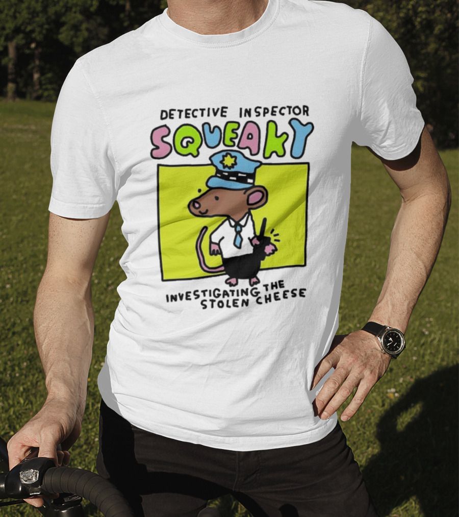 Detective Inspector Squeaky Investigating The Stolen Cheese Mouse Policeman Cartoon T-Shirt