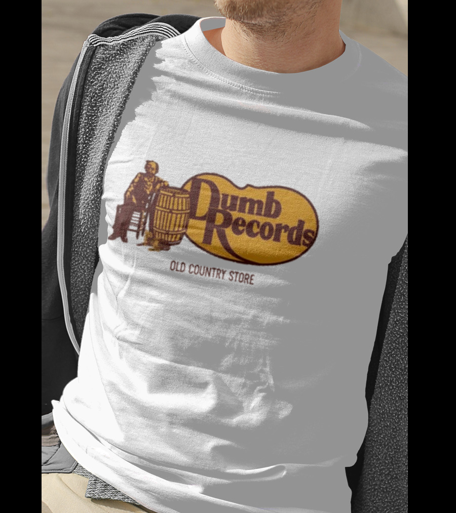 Dumb Records Old Country Store Barrel And Seated Figure T-Shirt