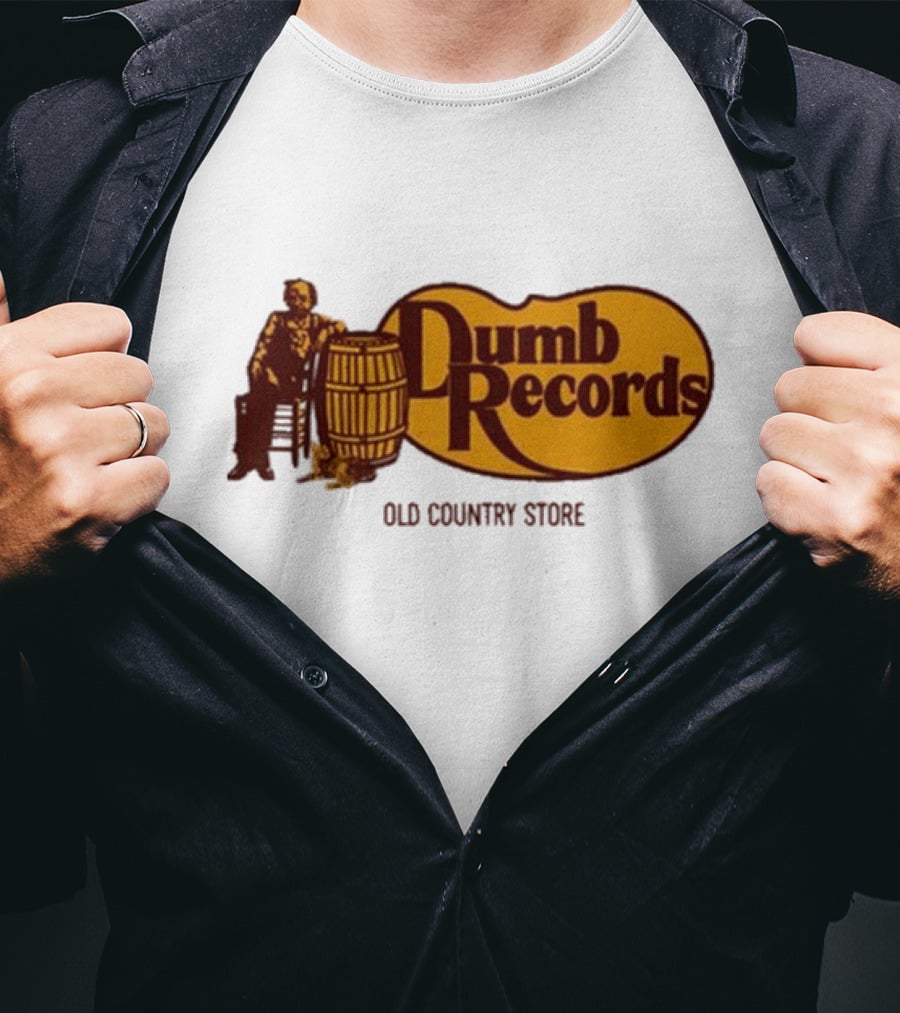 Dumb Records Old Country Store Barrel And Seated Figure T-Shirt