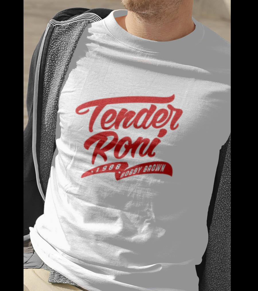 Tender Roni 1988 Bobby Brown Bold Red Lettering T-Shirt