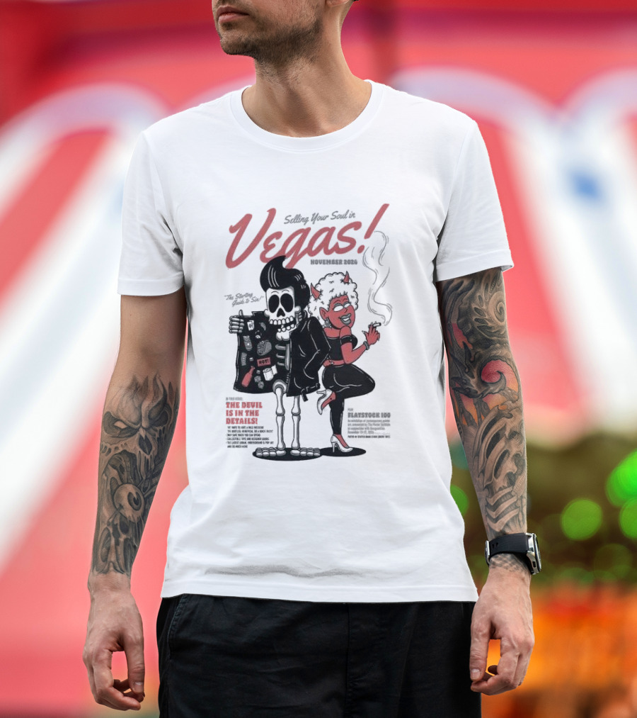 Selling Your Soul in Vegas November 2024 Flatstoc 100 The Devil is in the Details T-Shirt