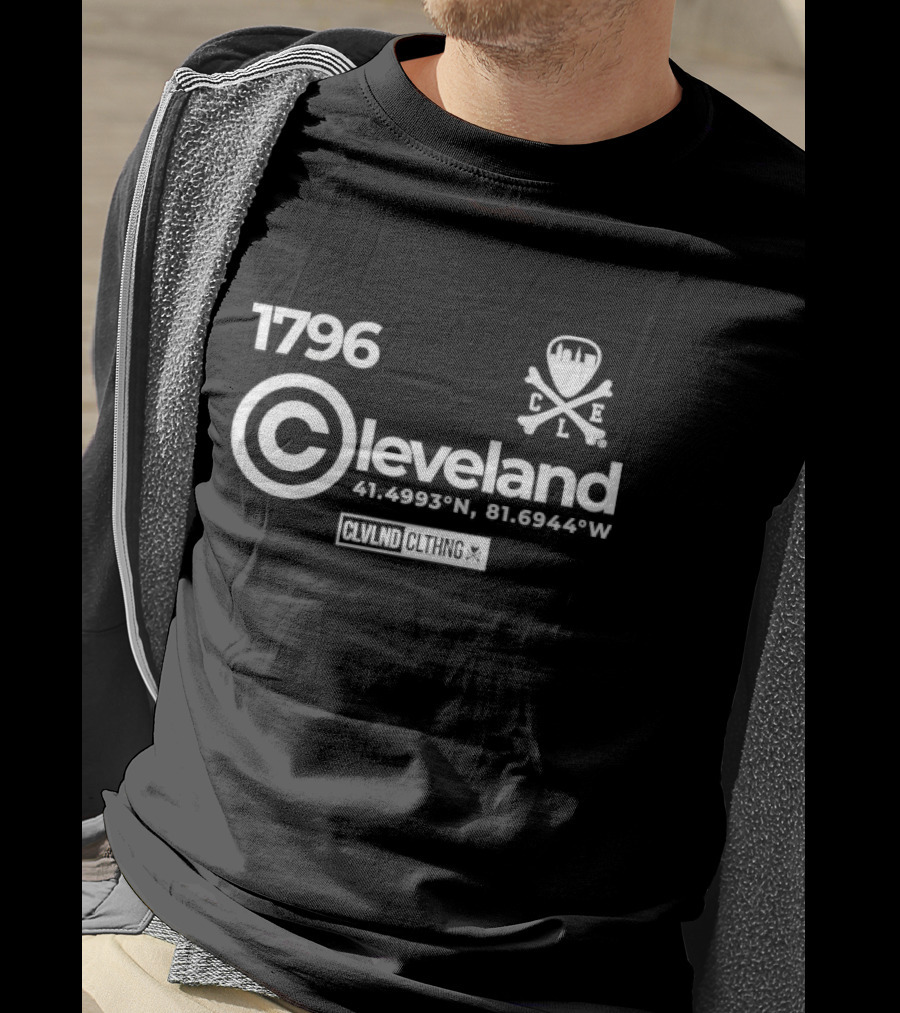 1796 Copyright Cleveland CLVNLD CLTHNG Coordinates 41.4993°N 81.6944°W CLE T-Shirt