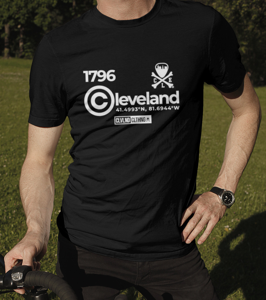 1796 Copyright Cleveland CLVNLD CLTHNG Coordinates 41.4993°N 81.6944°W CLE T-Shirt