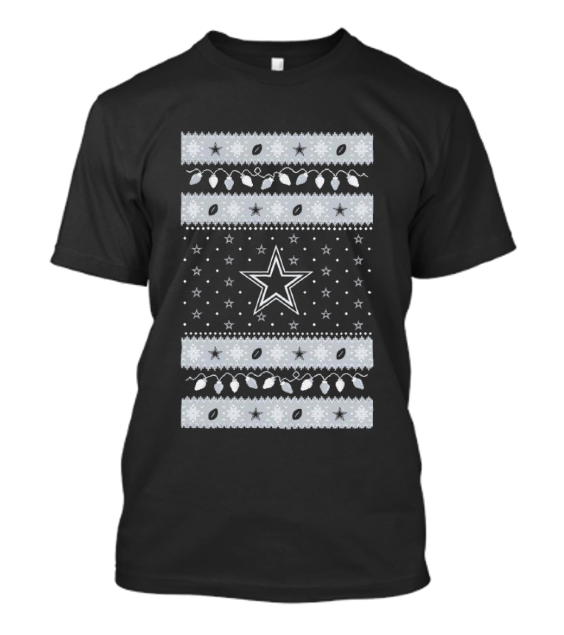 Dallas Cowboys Star Holiday Lights Merry Christmas T-Shirt