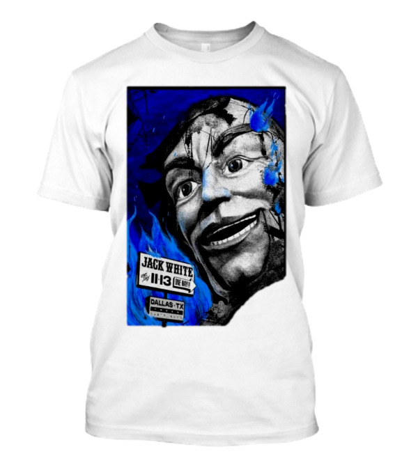 Jack White One Night Only Dallas TX Nov 13 2024 Tour Blue Flame Face T-Shirt