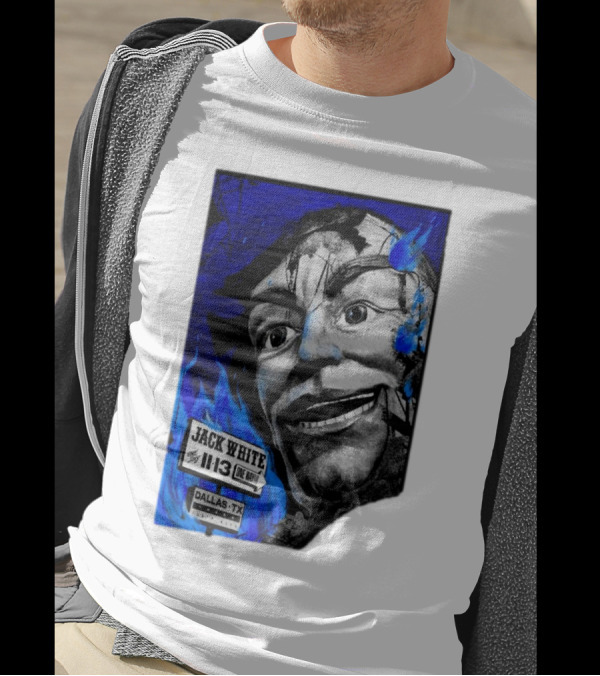 Jack White One Night Only Dallas TX Nov 13 2024 Tour Blue Flame Face T-Shirt