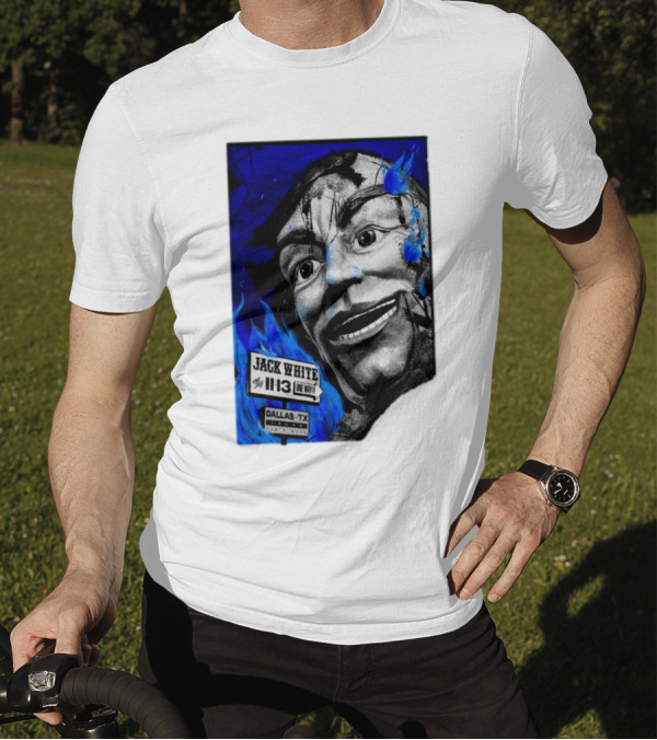 Jack White One Night Only Dallas TX Nov 13 2024 Tour Blue Flame Face T-Shirt