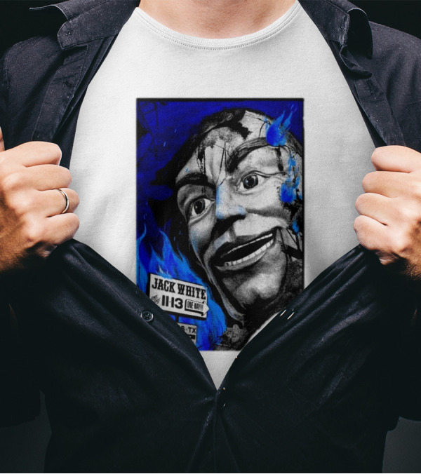 Jack White One Night Only Dallas TX Nov 13 2024 Tour Blue Flame Face T-Shirt