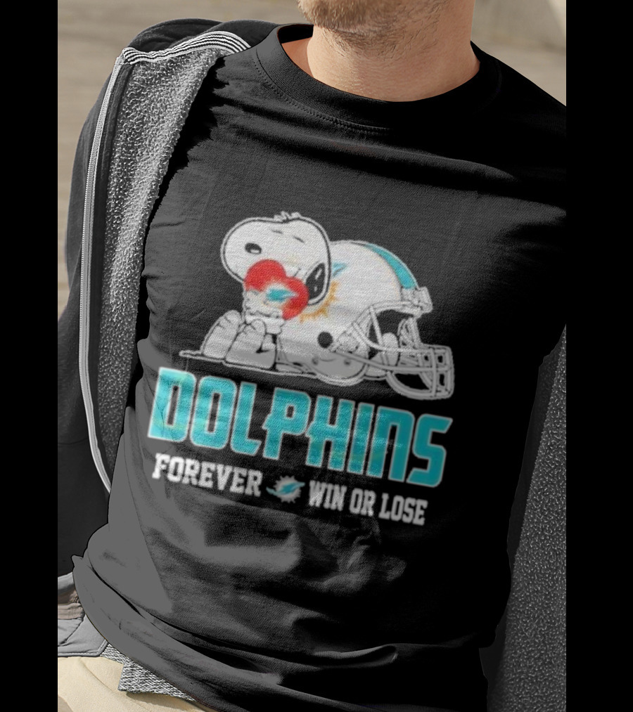 Dolphins Forever Win Or Lose Snoopy Miami Helmet T-Shirt