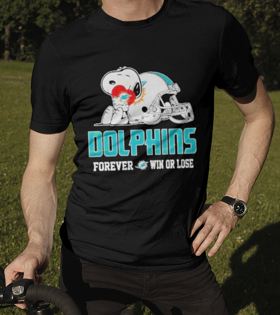 Dolphins Forever Win Or Lose Snoopy Miami Helmet T-Shirt