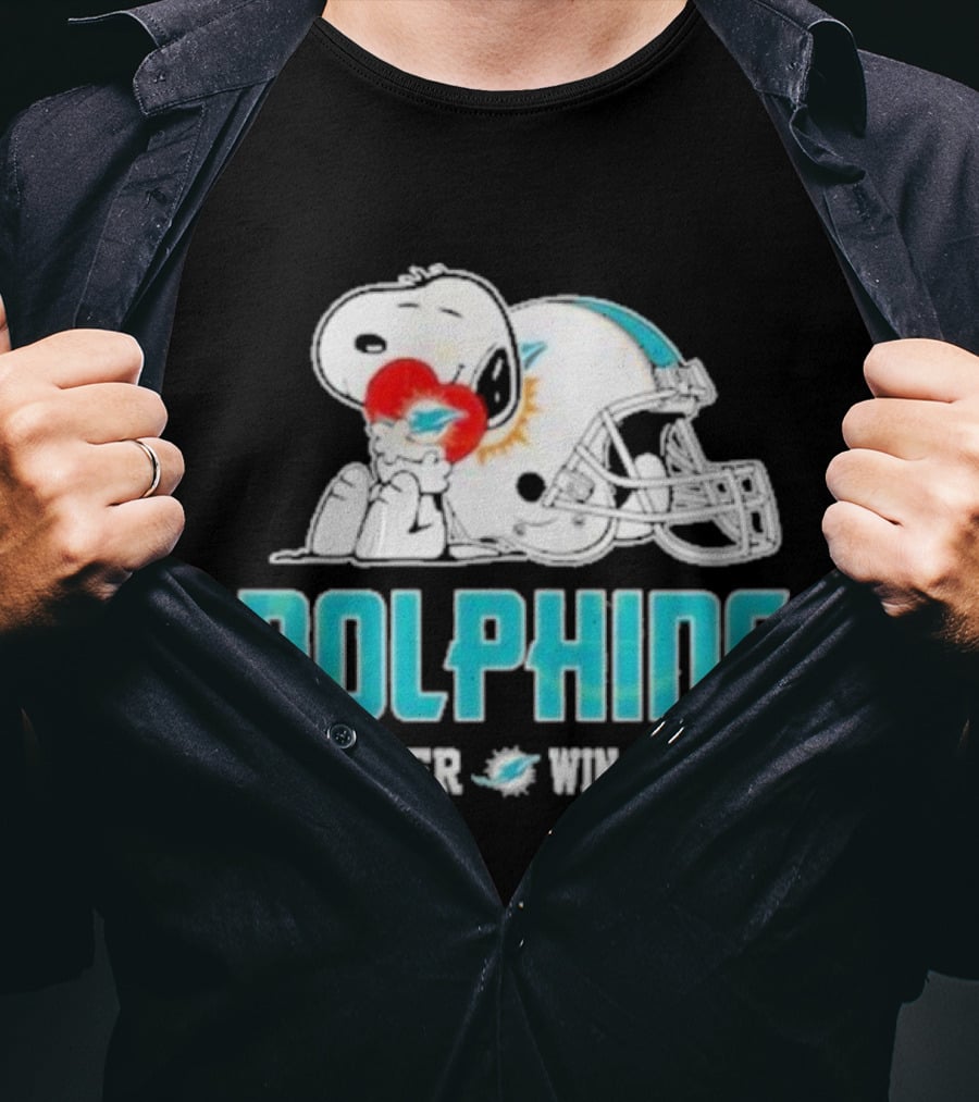 Dolphins Forever Win Or Lose Snoopy Miami Helmet T-Shirt