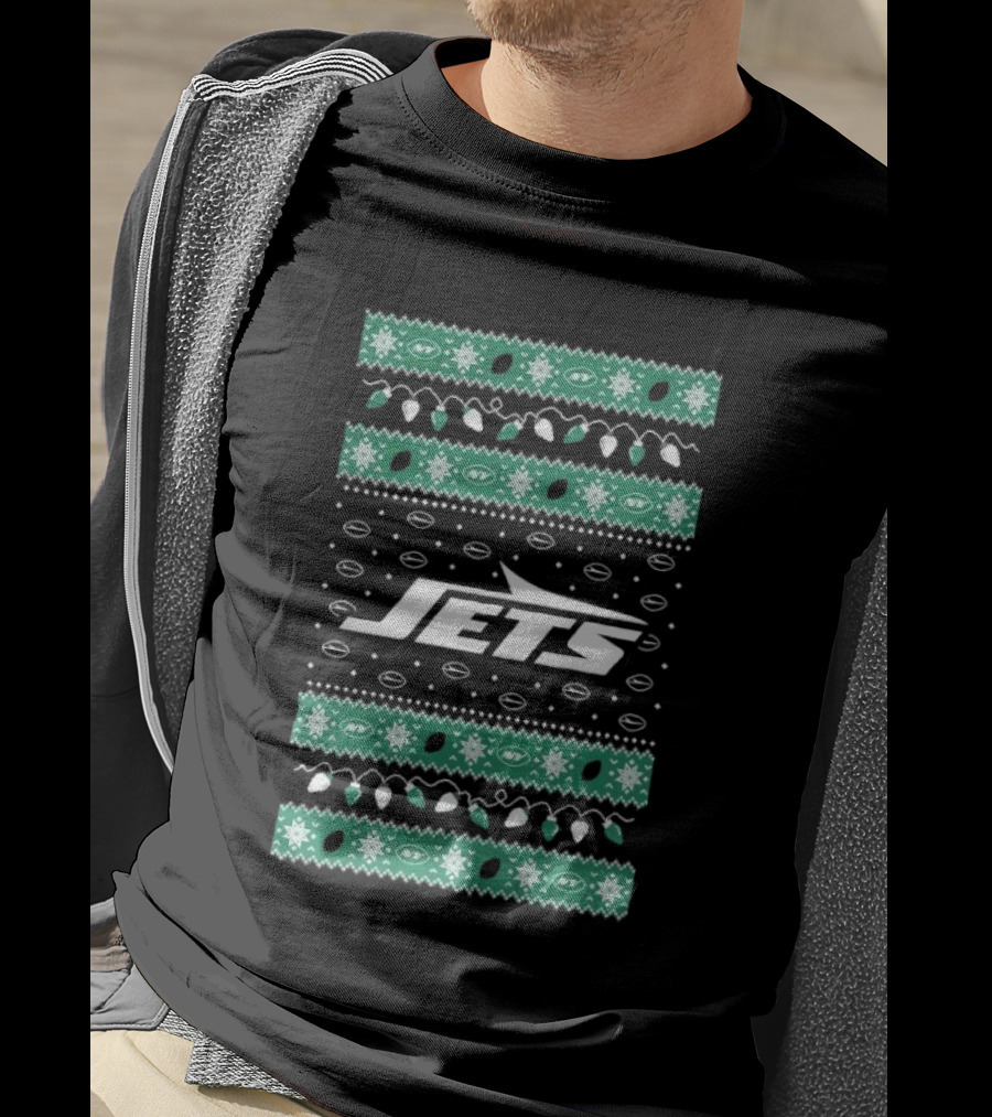 New York Jets Christmas Lights Holiday T-Shirt