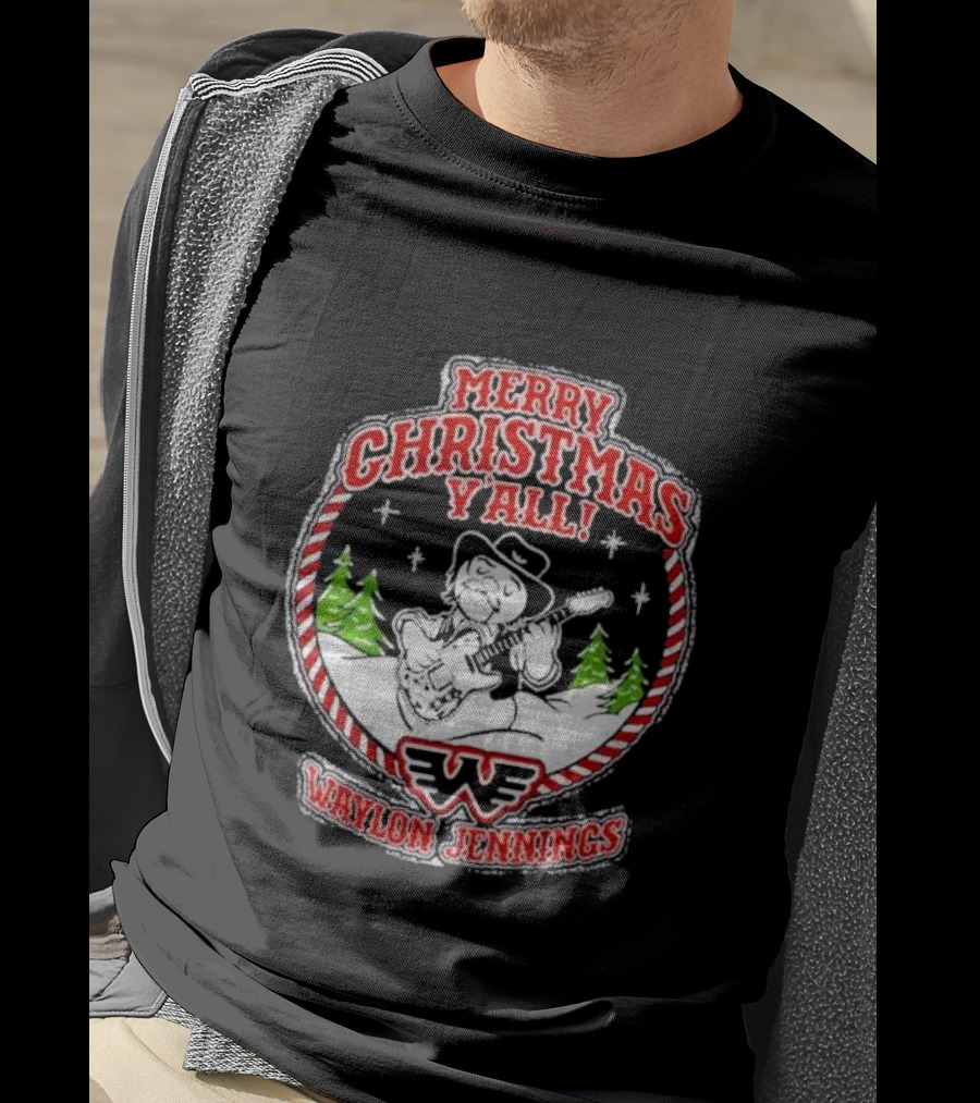 Merry Christmas Y'all Waylon Jennings T-Shirt