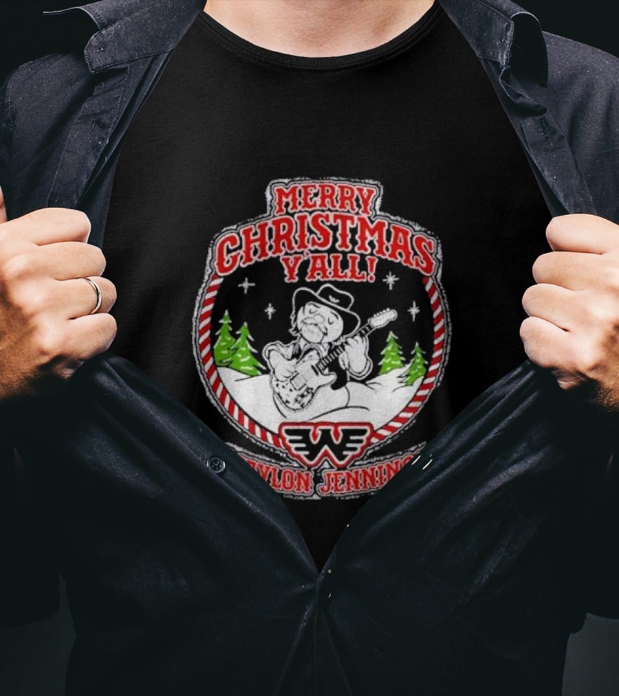 Merry Christmas Y'all Waylon Jennings T-Shirt