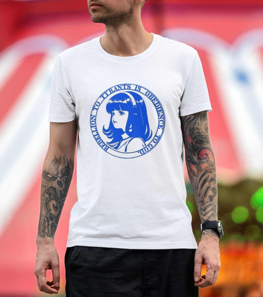 Rebellion To Tyrants Is Obedience To God Blue Anime T-Shirt