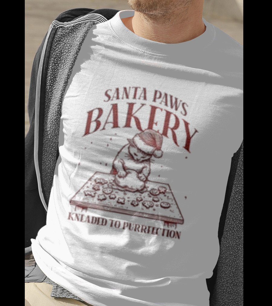 Santa Paws Bakery Kneaded To Purrfection Christmas Cat Baking T-Shirt