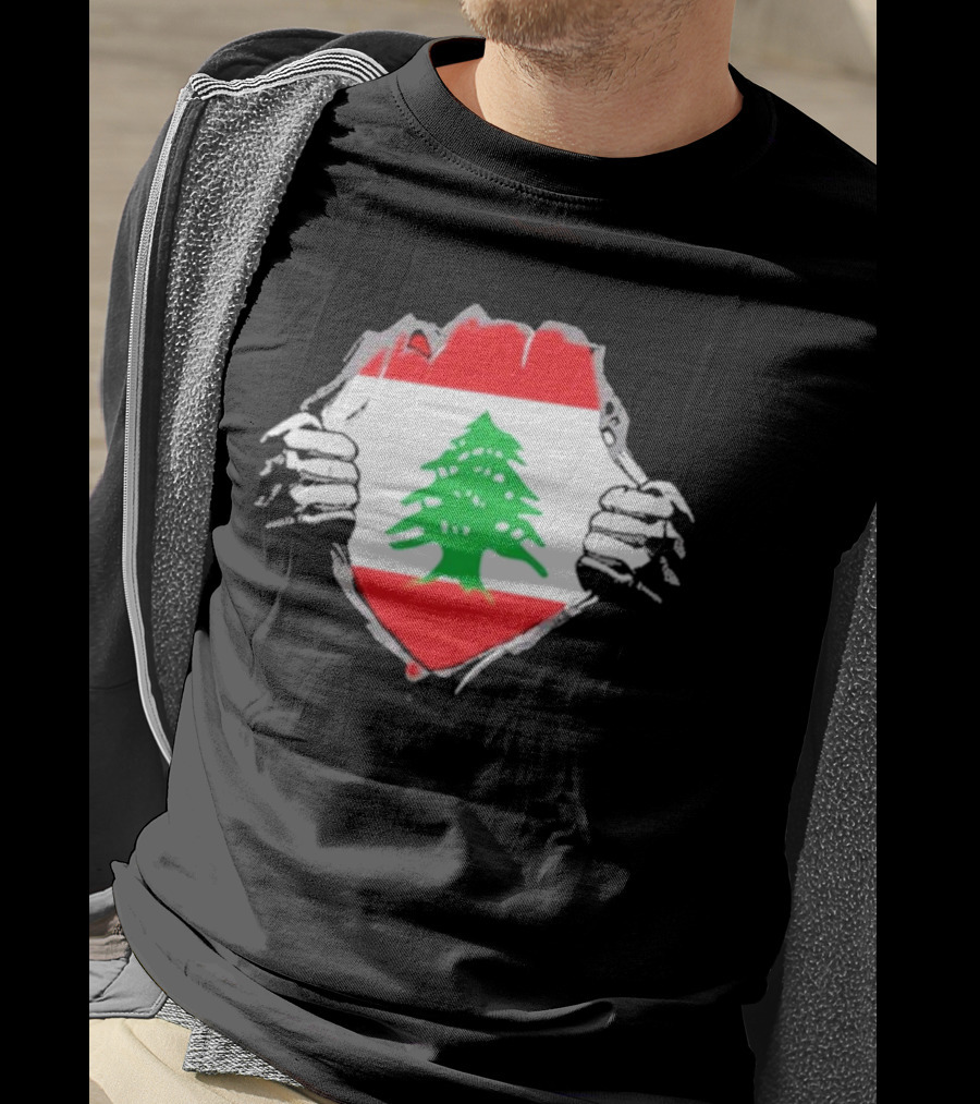 Lebanon Cedars Rugby League Lebanese Superhero Flag Icon T-Shirt