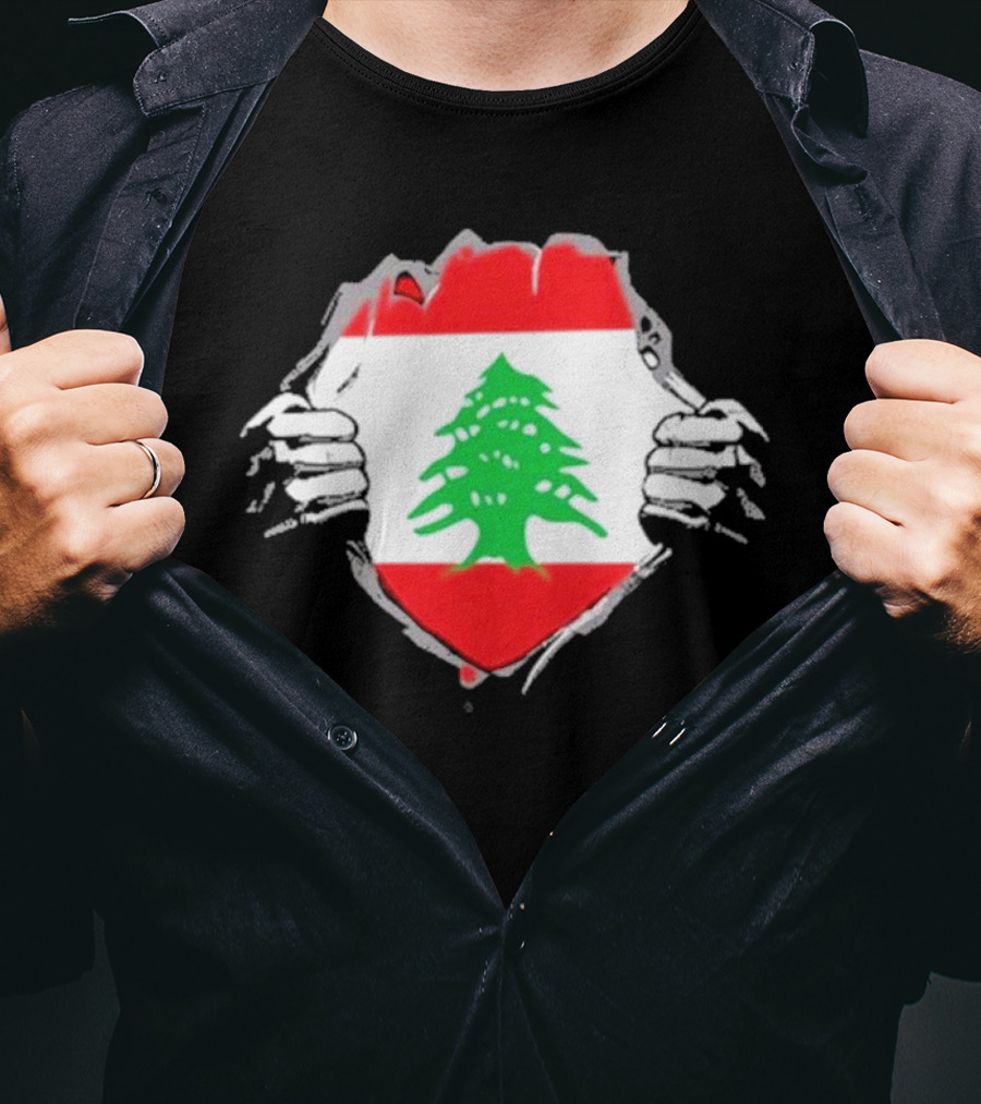 Lebanon Cedars Rugby League Lebanese Superhero Flag Icon T-Shirt