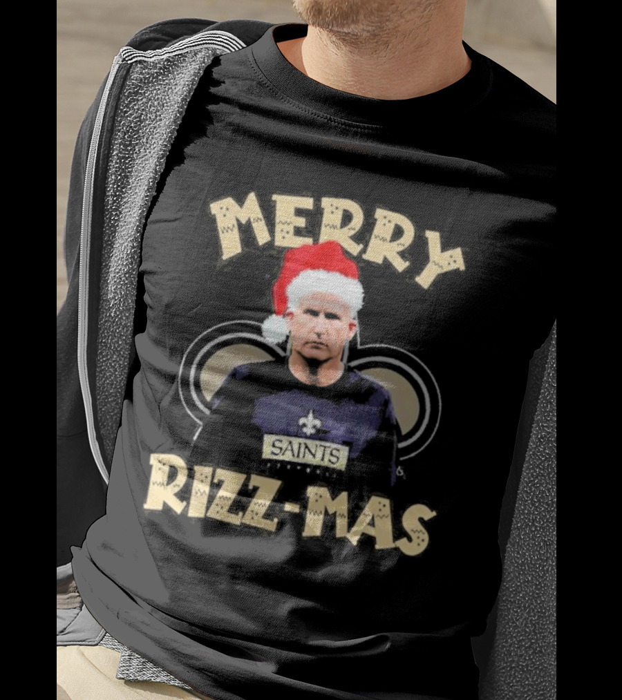 New Orleans Saints Merry Rizz-Mas Santa Hat Coach T-Shirt
