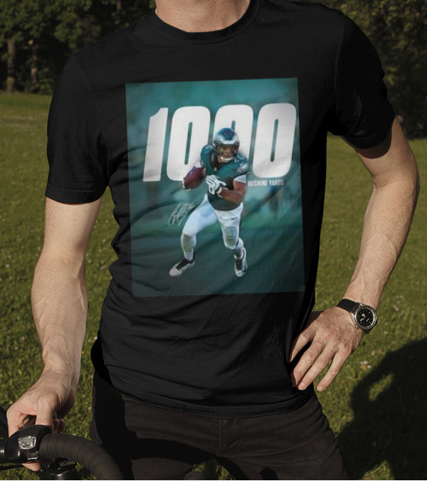 1000 Rushing Yards Football Player Signature T-Shirt