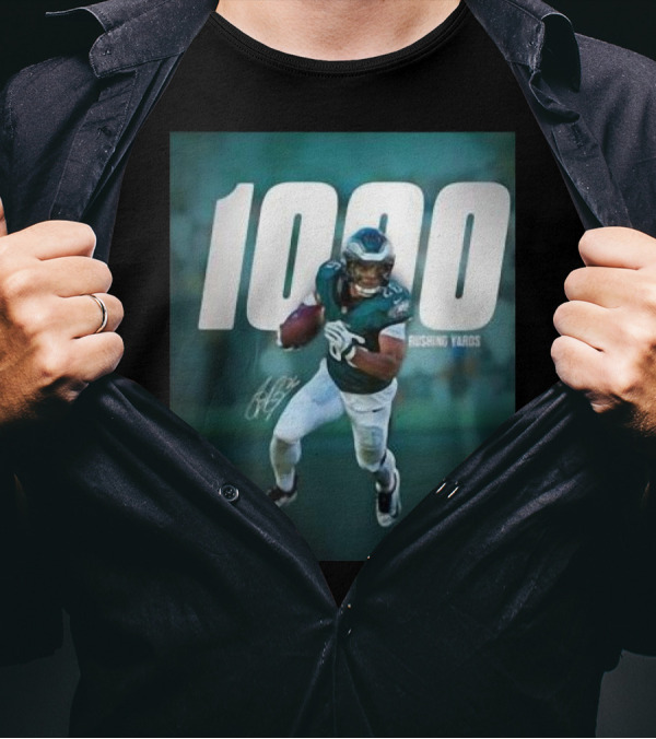 1000 Rushing Yards Football Player Signature T-Shirt