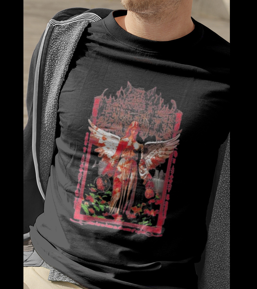 Warfare Angel Reap What This Life Has Sowed Gothic Winged Figure With Floral Accents T-Shirt