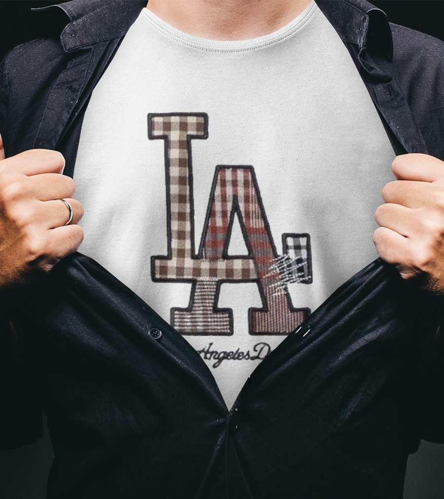 Los Angeles Dodgers Preppy Plaid LA T-Shirt