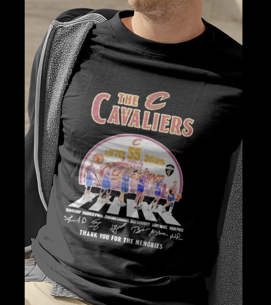 The Cavaliers 55 Years 1970-2025 Shawn Kemp Shaquille O'Neal Zydrunas Ilgauskas Brad Daugherty Larry Nance Mark Price Thank You For The Memories T-Shirt