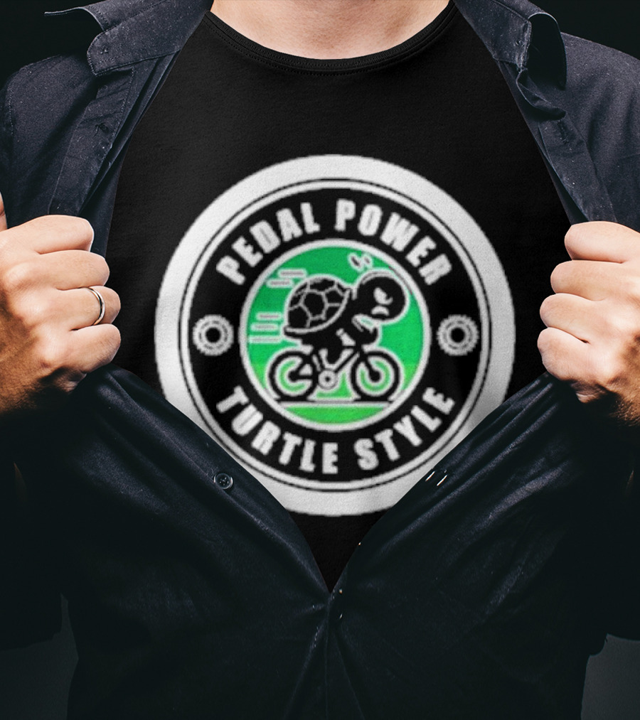 Pedal Power Turtle Style Bike Riding Speed Badge T-Shirt