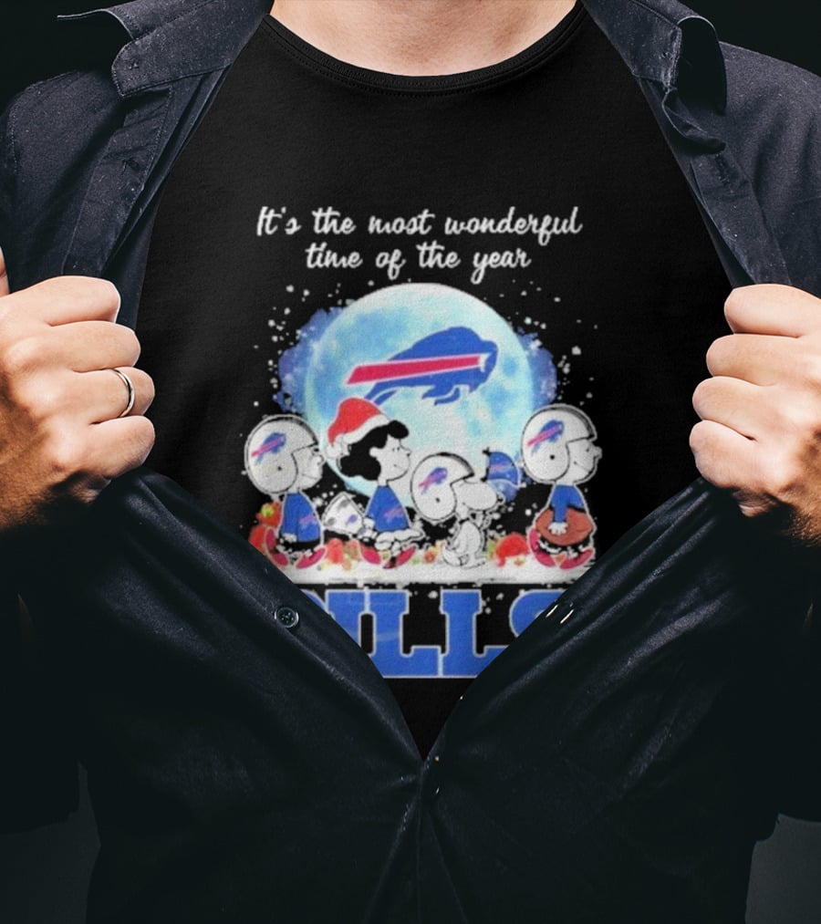 It's The Most Wonderful Time Of The Year Buffalo Bills Peanuts Football Holiday T-Shirt