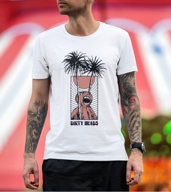 Premium T-Shirt: Dirty Heads Sun Scream Creature Palm Trees Holiday T-Shirt Dirty Heads Sun Scream Creature Palm Trees Holiday T-Shirt