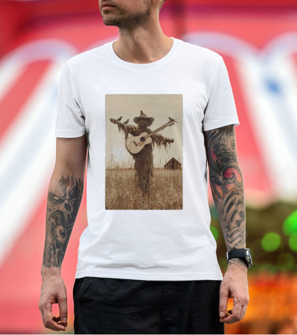 Premium T-Shirt: Kevin Morby Tour Hamburg Germany Nov 16 2024 Scarecrow Guitar Birds T-Shirt Kevin Morby Tour Hamburg Germany Nov 16 2024 Scarecrow Guitar Birds T-Shirt