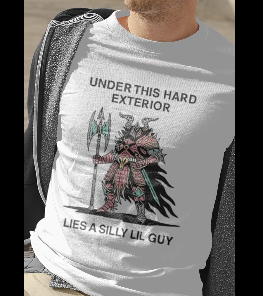 Under This Hard Exterior Lies A Silly Lil Guy Warrior With Axe And Horned Helmet T-Shirt