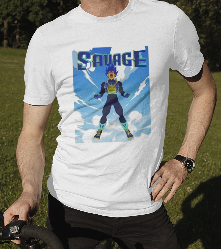 Vegeta Blue Saiyan Savage Super Warrior Transformation Scene T-Shirt