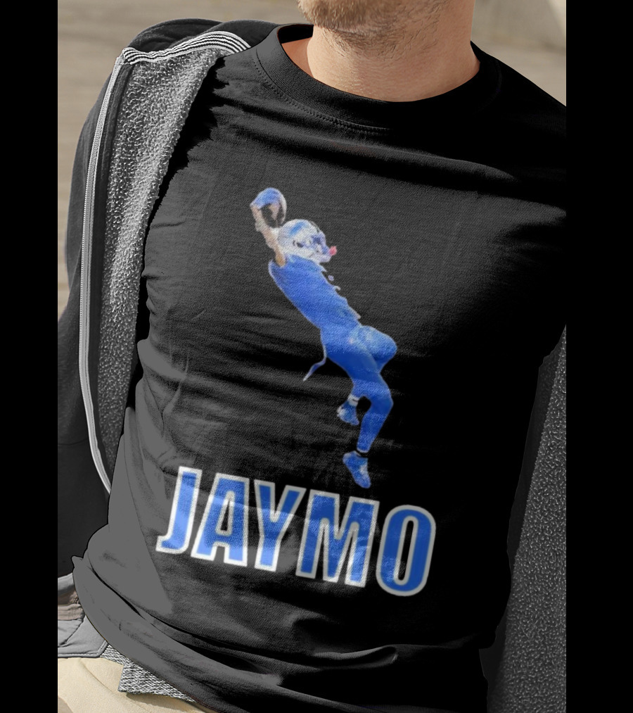 Jaymo Football Catch Jump Athlete Sports Blue Uniform T-Shirt