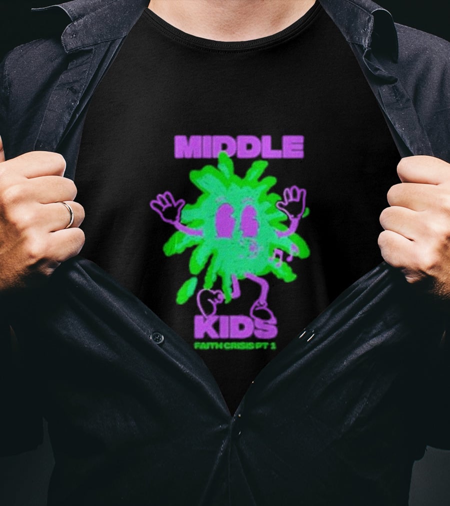 Middle Kids Faith Crisis Pt 1 Green Splatter Cartoon T-Shirt