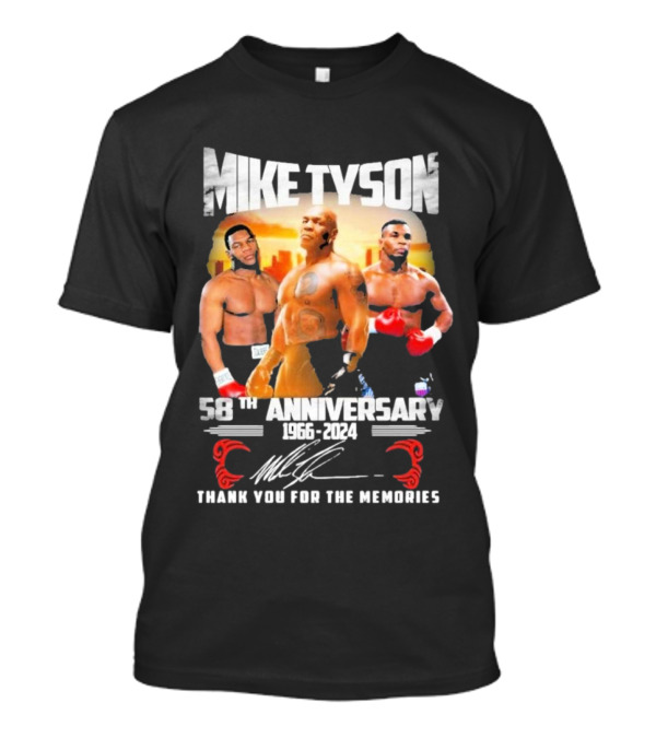 Mike Tyson 58th Anniversary 1966-2024 Thank You For The Memories T-Shirt