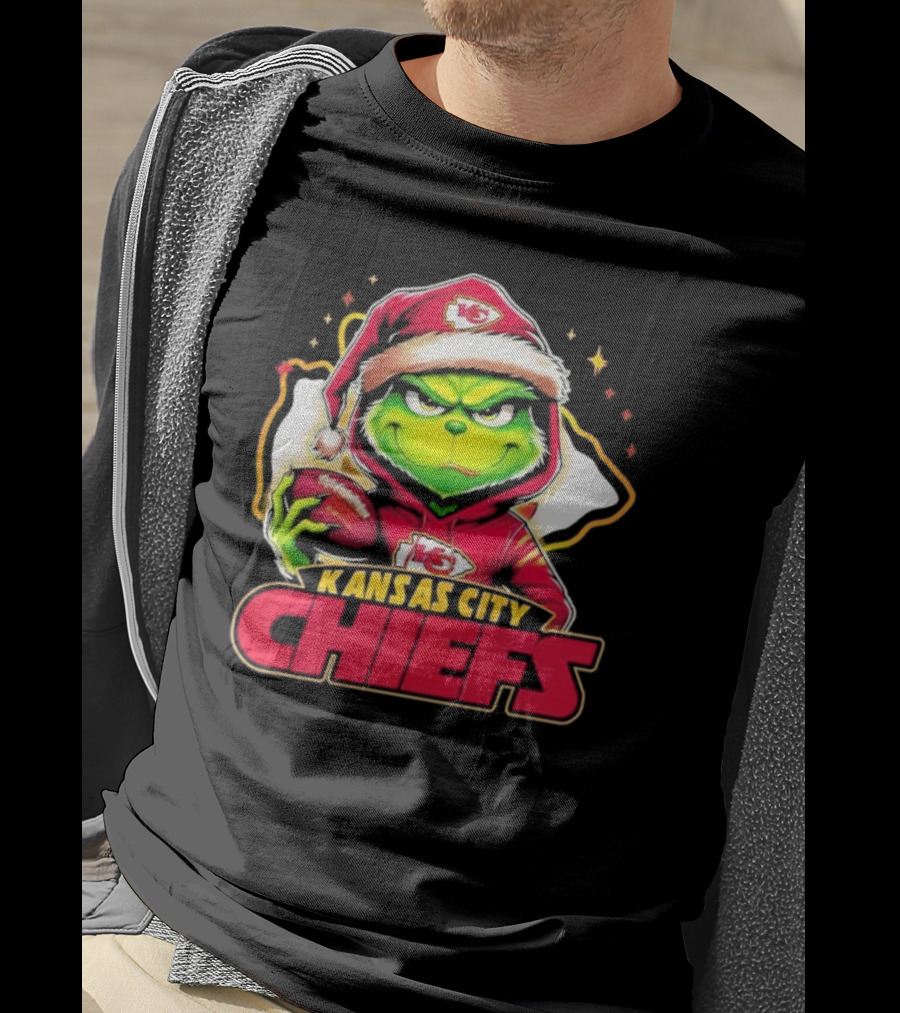 Kansas City Chiefs Grinch Santa Football T-Shirt